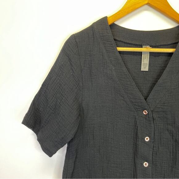 Raisins Sol Cotton Button Up Cover Up dress black - XS - Picture 4 of 11